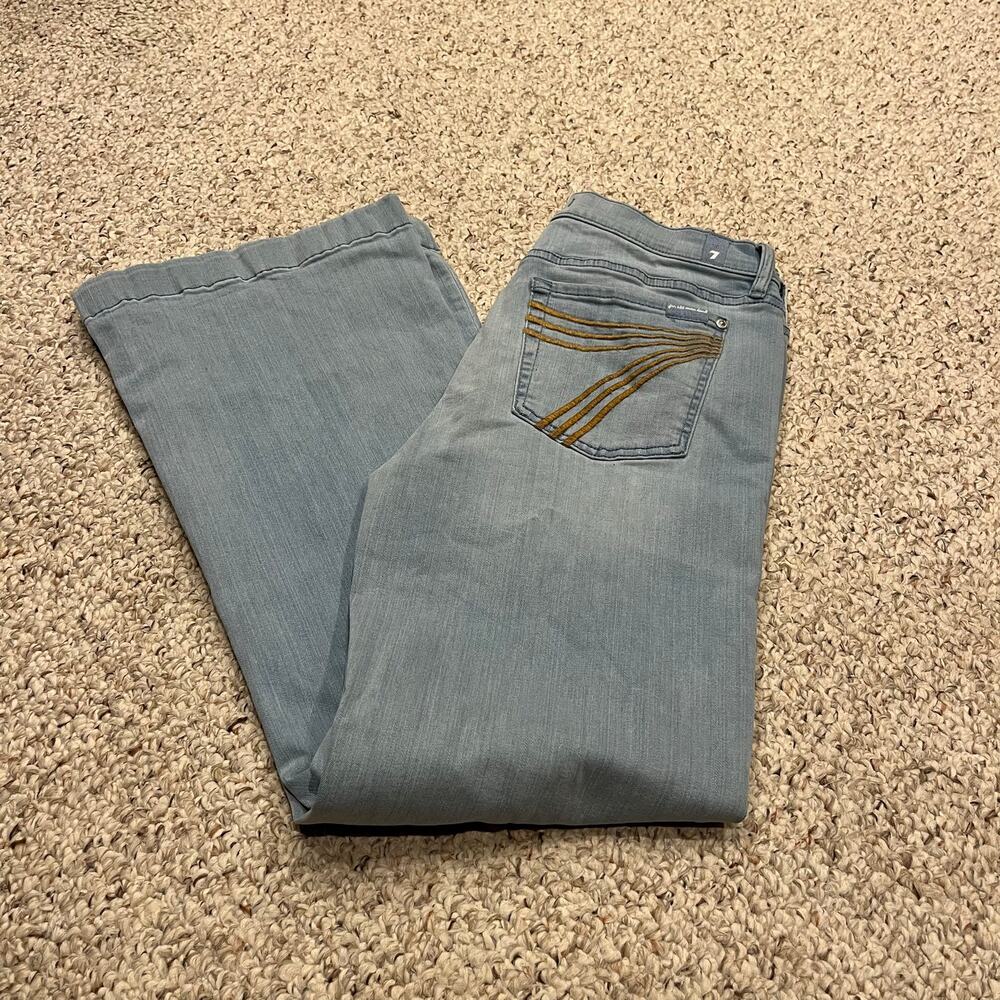 7 For All Mankind Dojo Tailorless Jeans 30 Flare Light Wash Denim Normcore